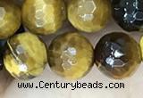 CTE2233 15.5 inches 8mm faceted round yellow tiger eye beads