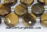 CTE2247 15.5 inches 8mm faceted coin yellow tiger eye beads