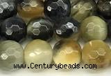 CTE2310 15 inches 6mm faceted round golden & blue tiger eye beads