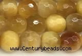 CTE2315 15 inches 6mm faceted round golden tiger eye beads