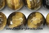 CTE2355 15 inches 10mm faceted round yellow tiger eye beads