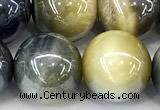 CTE2375 15 inches 12mm round AB-color golden & blue tiger eye beads