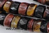 CTE408 15.5 inches 7*12mm faceted tyre red & yellow tiger eye beads