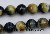 CTE554 15.5 inches 12mm round golden & blue tiger eye beads