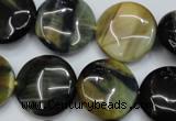 CTE564 15.5 inches 18mm flat round golden & blue tiger eye beads