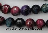 CTE583 15.5 inches 10mm faceted round colorful tiger eye beads