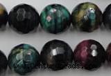 CTE586 15.5 inches 16mm faceted round colorful tiger eye beads