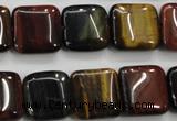 CTE63 15.5 inches 15*15mm square mixed tiger eye gemstone beads