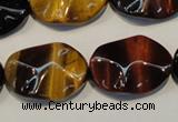 CTE802 15.5 inches 18*25mm wavy oval colorful tiger eye beads