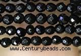 CTG1010 15.5 inches 2mm faceted round tiny black agate beads