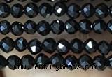 CTG1011 15.5 inches 2mm faceted round tiny black spinel beads