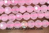 CTG1017 15.5 inches 2mm faceted round tiny rose quartz beads