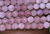 CTG1018 15.5 inches 2mm faceted round tiny rose quartz beads