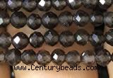 CTG1128 15.5 inches 3mm faceted round tiny smoky quartz beads