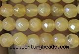 CTG1149 15.5 inches 3mm faceted round tiny yellow jade beads