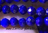 CTG1216 15.5 inches 4mm faceted round tiny lapis lazuli beads