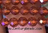 CTG1217 15.5 inches 4mm faceted round tiny orange garnet beads