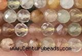 CTG1356 15.5 inches 4mm faceted round mixed quartz beads