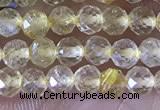 CTG1361 15.5 inches 3mm faceted round golden rutilated quartz beads
