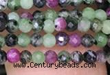 CTG1427 15.5 inches 2mm faceted round ruby zoisite beads