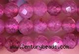 CTG1542 15.5 inches 4mm faceted round strawberry quartz beads