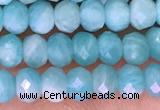 CTG1611 15.5 inches 3*4mm faceted rondelle tiny amazonite beads