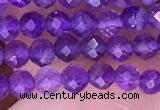 CTG1624 15.5 inches 3mm faceted round tiny amethyst beads