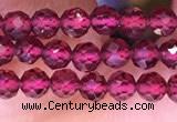 CTG1655 15.5 inches 3.5mm faceted round tiny red garnet beads