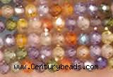 CTG2106 15 inches 2mm faceted round tiny quartz glass beads