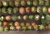 CTG2252 15 inches 2mm faceted round unakite gemstone beads