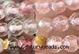 CTG2502 15.5 inches 4mm faceted round volcano cherry quartz beads