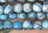 CTG2535 15.5 inches 4mm faceted round blue crazy lace agate beads