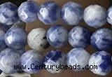 CTG3572 15.5 inches 4mm faceted round blue spot stone beads