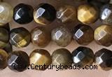 CTG3588 15.5 inches 4mm faceted round yellow tiger eye beads