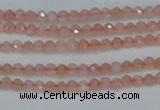 CTG606 15.5 inches 2mm faceted round peach moonstone beads
