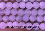 CTG832 15.5 inches 4mm faceted round tiny white moonstone beads