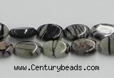 CTJ10 16 inches 8*12mm oval black water jasper beads wholesale