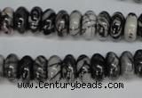 CTJ32 15.5 inches 6*12mm rondelle black water jasper beads wholesale