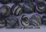 CTJ404 15.5 inches 12mm round matte black water jasper beads