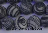 CTJ405 15.5 inches 14mm round matte black water jasper beads