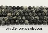 CTJ414 15.5 inches 12mm round black water jasper gemstone beads wholesale