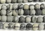 CTJ430 15 inches 4mm round matte black water jasper beads