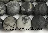 CTJ432 15 inches 8mm round matte black water jasper beads