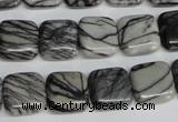 CTJ51 15.5 inches 14*14mm square black water jasper beads wholesale