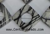 CTJ74 15.5 inches 25*25mm diamond black water jasper beads wholesale