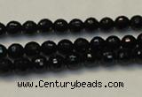 CTO107 15.5 inches 6mm faceted round natural black tourmaline beads