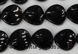 CTO129 15.5 inches 16mm twisted coin black tourmaline beads