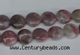 CTO202 15.5 inches 10mm flat round pink tourmaline gemstone beads