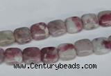 CTO205 15.5 inches 8*8mm square pink tourmaline gemstone beads