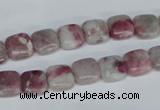 CTO206 15.5 inches 10*10mm square pink tourmaline gemstone beads